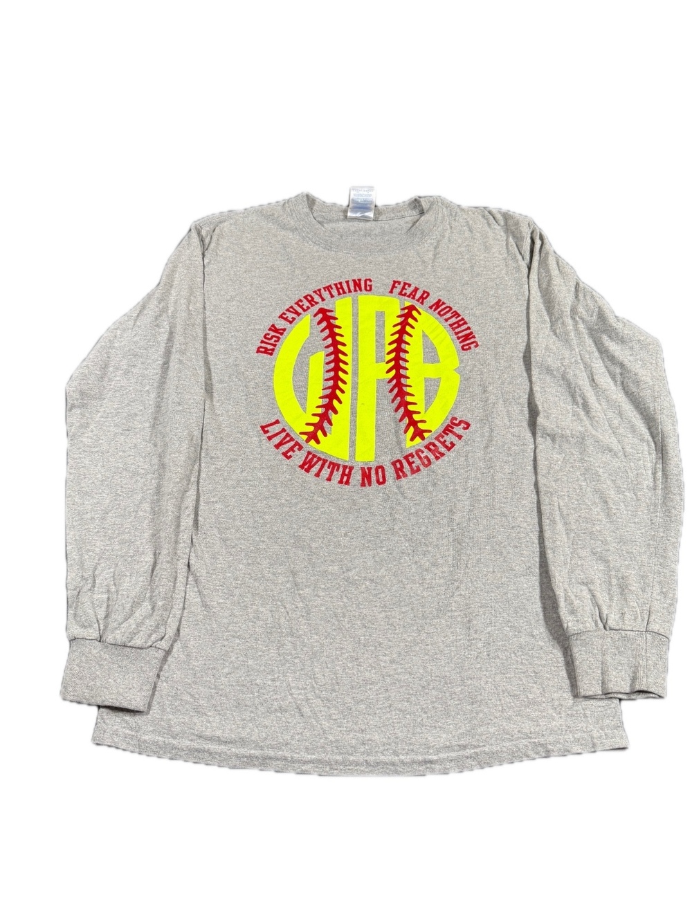 Gildan Gray Long Sleeve Softball/Baseball Team Shirt Size Small